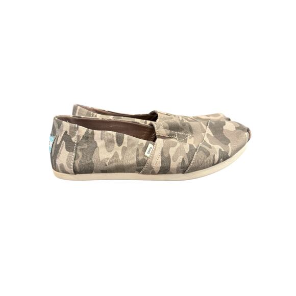 TOMS Camo Alpargata Slip On Flats Women’s 7.5 Taupe Grey Canvas Eco Comfort - Picture 8 of 10